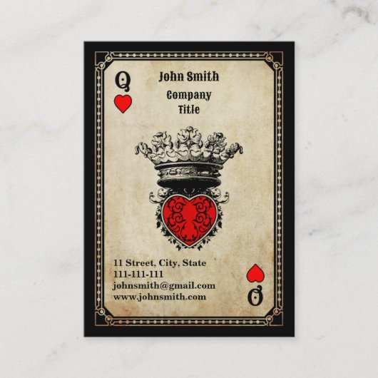 Grunge Koningin van Harten Visitekaartje (Voorkant)