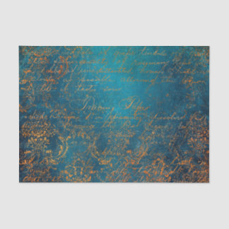 Grunge Koper Patina en Turquoise Calligrafie Tissuepapier
