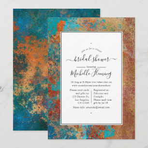 Grunge Koper Patina & Turquoise Virtuele Bruilofts Kaart