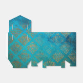 Grunge koperen patina en turquoise damast bedankdoosjes (Uitgevouwen)