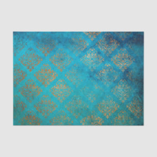 Grunge koperen patina en turquoise verdigris tissuepapier