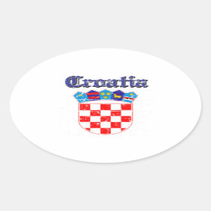 Grunge Kroatië wapen design Ovale Sticker