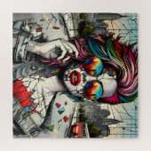 Grunge Kunst | Gebroken Vrouw Abstract Legpuzzel (Horizontaal)
