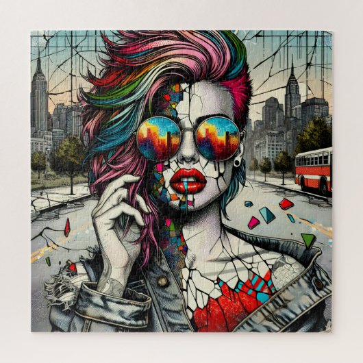 Grunge Kunst | Gebroken Vrouw Abstract Legpuzzel (Verticaal)