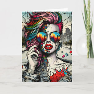 Grunge Kunst   Gebroken Vrouw Abstracte Kaart