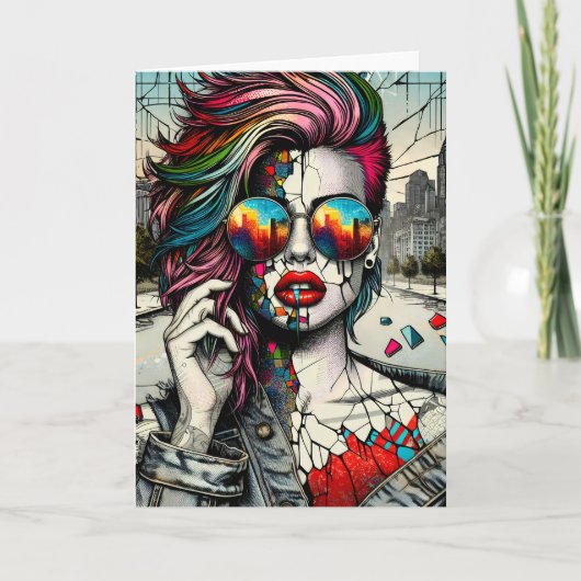 Grunge Kunst | Gebroken Vrouw Abstracte Kaart (Voorkant)