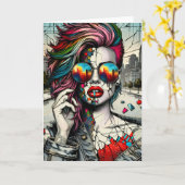 Grunge Kunst | Gebroken Vrouw Abstracte Kaart (Gele Bloem)