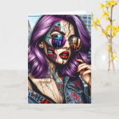 Grunge Kunst | Gebroken Vrouw Abstracte Kaart (Gele Bloem)