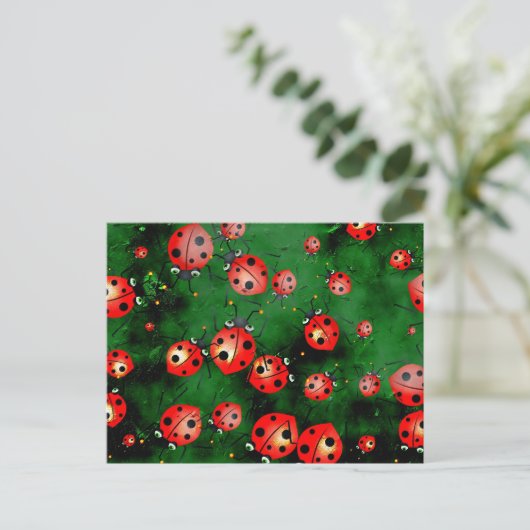 Grunge Ladybugs Briefkaart (Staand voorkant)