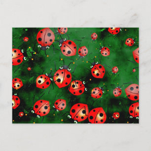 Grunge Ladybugs Briefkaart