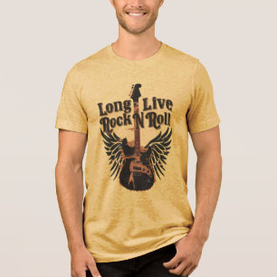 Grunge Lang leve Rock n Roll vleugels Gitaar Tri-Blend Shirt