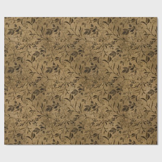 Grunge Leaf Pattern Wrapping Paper Roll Cadeaupapier (Vlak)