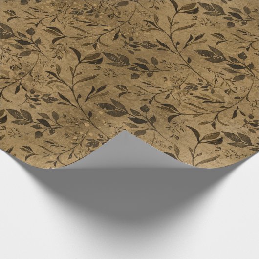  Grunge Leaf Pattern Wrapping Paper Roll Cadeaupapier (Hoek)