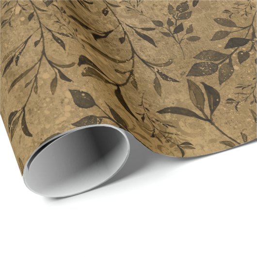  Grunge Leaf Pattern Wrapping Paper Roll Cadeaupapier (Rol Hoek)