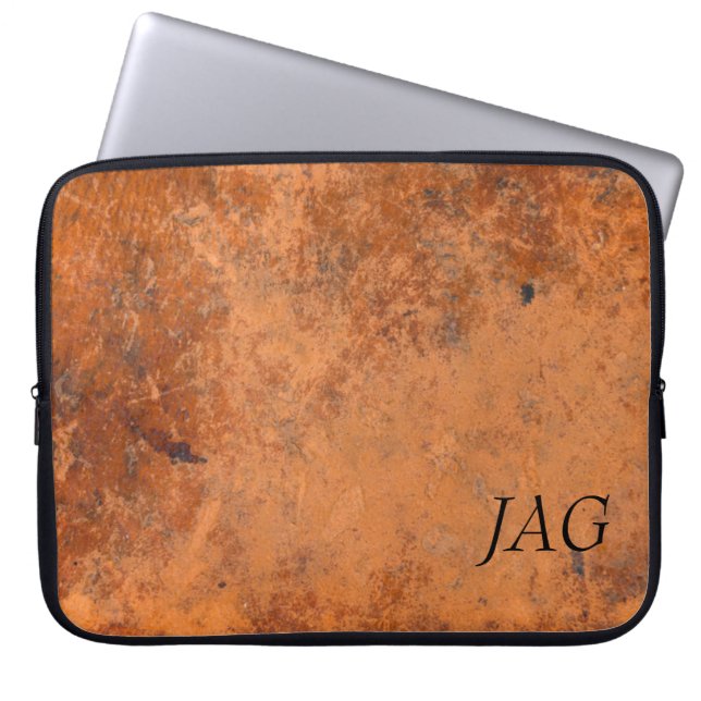 Grunge Leather Monogram Laptop Sleeve (Voorkant)