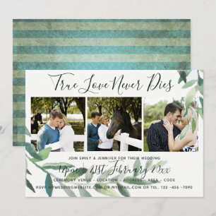 Grunge Leaves   FOTO Collage Wedding INVITATION Kaart