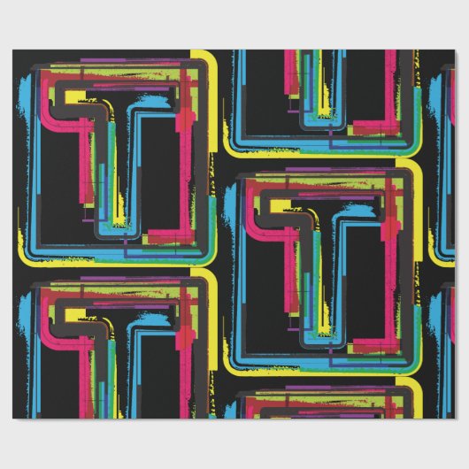 Grunge Letter to Bold Kleurrijke Stedelijke Typogr Cadeaupapier (Vlak)