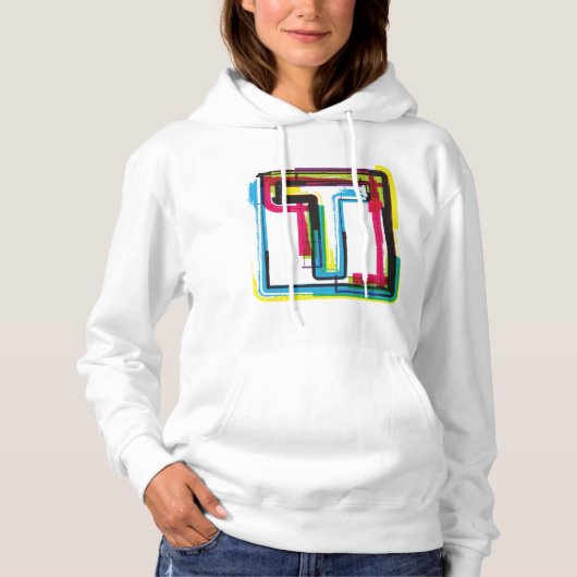 Grunge Letter to Bold Kleurrijke Stedelijke Typogr Hoodie (Voorkant)