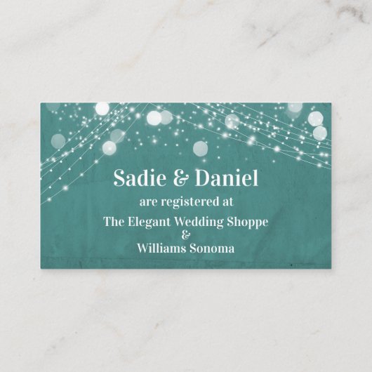 Grunge Lights Casual Script Blauwgroen Cadeauregis Informatiekaartje (Achterkant)