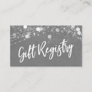Grunge & Lights Casual Script Grijs Cadeauregister Informatiekaartje