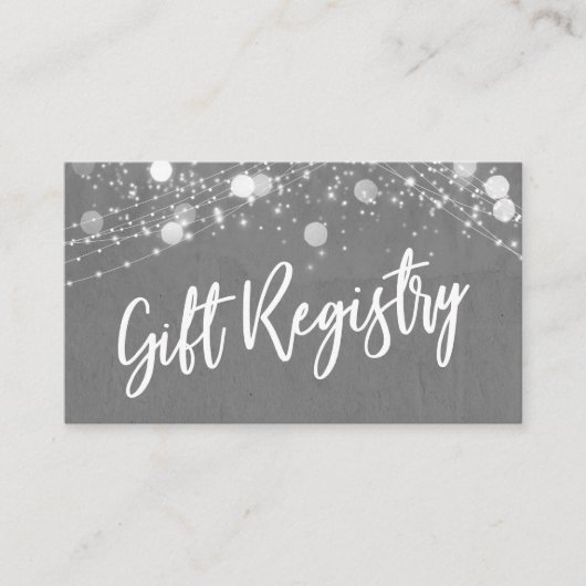 Grunge & Lights Casual Script Grijs Cadeauregister Informatiekaartje (Voorkant)
