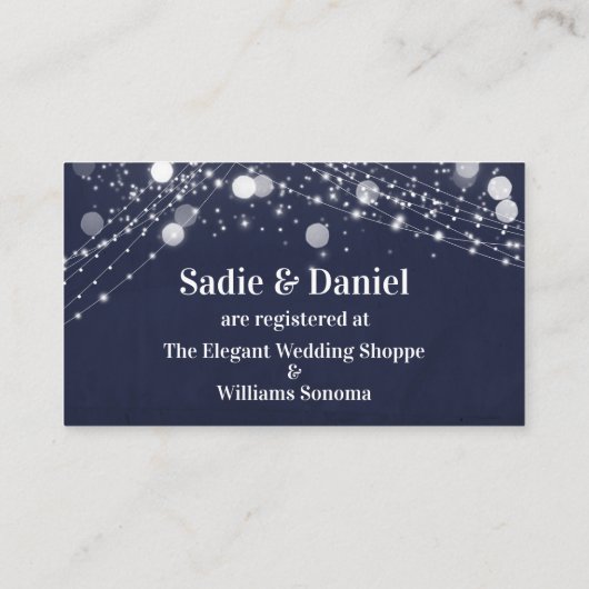 Grunge Lights Casual Script Navy Gift Registry Informatiekaartje (Achterkant)