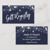 Grunge Lights Casual Script Navy Gift Registry Informatiekaartje (Voorkant / Achterkant)