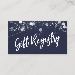 Grunge Lights Casual Script Navy Gift Registry Informatiekaartje