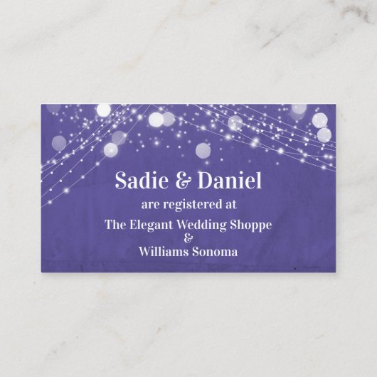 Grunge Lights Casual Script Paarse Cadeauregister Informatiekaartje (Achterkant)