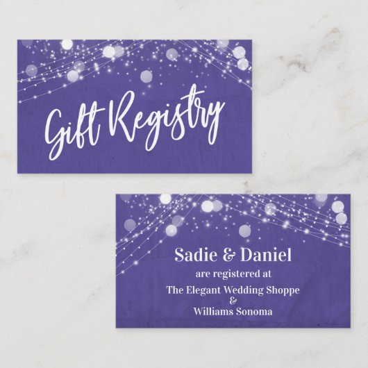 Grunge Lights Casual Script Paarse Cadeauregister Informatiekaartje (Voorkant / Achterkant)