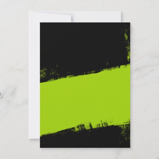 Grunge Lime Green Black Bar Mitswa Receptie Kaart (Achterkant)
