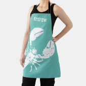 Grunge Lobster Blue White Seafood Print Custom Schort (Insitu)