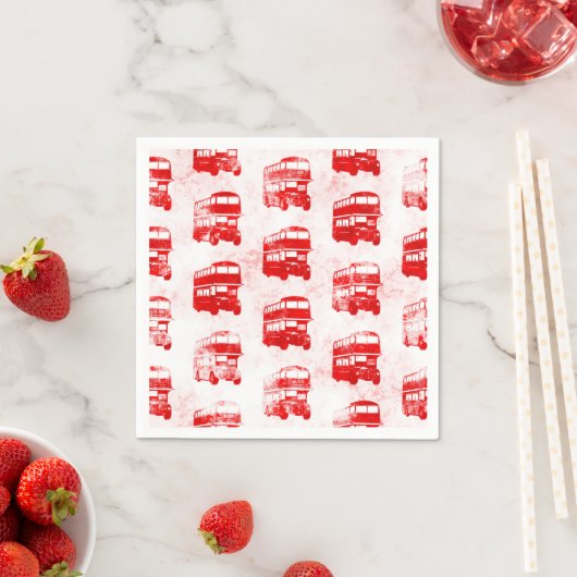 Grunge London Bus Pattern Print Servet (Insitu)