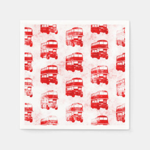 Grunge London Bus Pattern Print Servet
