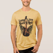 Grunge Long Live Rock-'n-Roll vleugels Gitaar Tri-Blend Shirt (Voorkant)