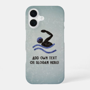Grunge Look Zwemmer - Moderne Metal Look - eigen t iPhone 16 Hoesje