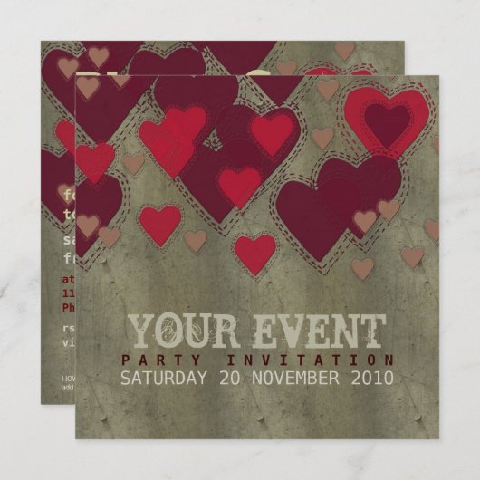 Grunge Love Evenement Uitnodiging (Voorkant / Achterkant)