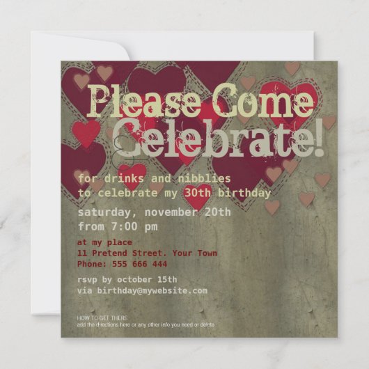 Grunge Love Evenement Uitnodiging (Achterkant)