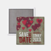 Grunge Love Hearts v2 Save the Date Magnet (Voorkant / Achterkant)