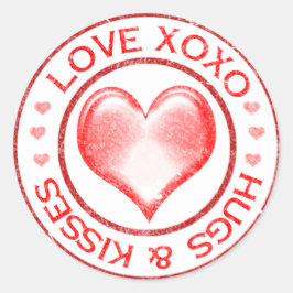 Grunge Love Hugs Kisses Valentijn Ronde Sticker