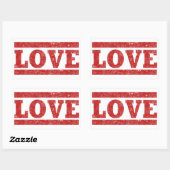 Grunge Love Stamp Rechthoekige Sticker (Vel)