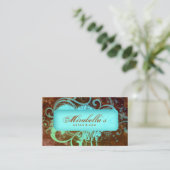 Grunge Loyalty Card Flower Salon Spa Brown (Staand voorkant)