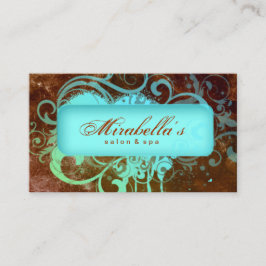 Grunge Loyalty Card Flower Salon Spa Brown