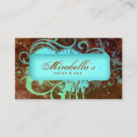 Grunge Loyalty Card Flower Salon Spa Brown (Voorkant)