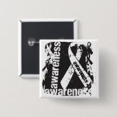 Grunge Lung Cancer Awareness Vierkante Button 5,1 Cm (Voorkant /achterkant)