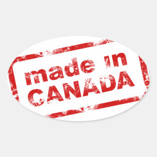 Grunge Made in Canada - White Ovale Sticker