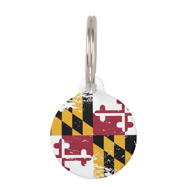 Grunge Maryland Flag Huisdierpenning (Voorkant)