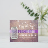 Grunge Mason Jar & Fireflies Save the Date Aankondigingskaart (Staand voorkant)