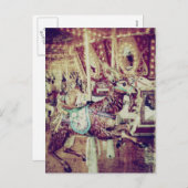 Grunge Merry-Go-Round Goat Feestdagenkaart (Voorkant / Achterkant)