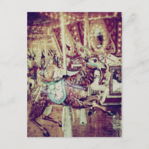 Grunge Merry-Go-Round Goat Feestdagenkaart